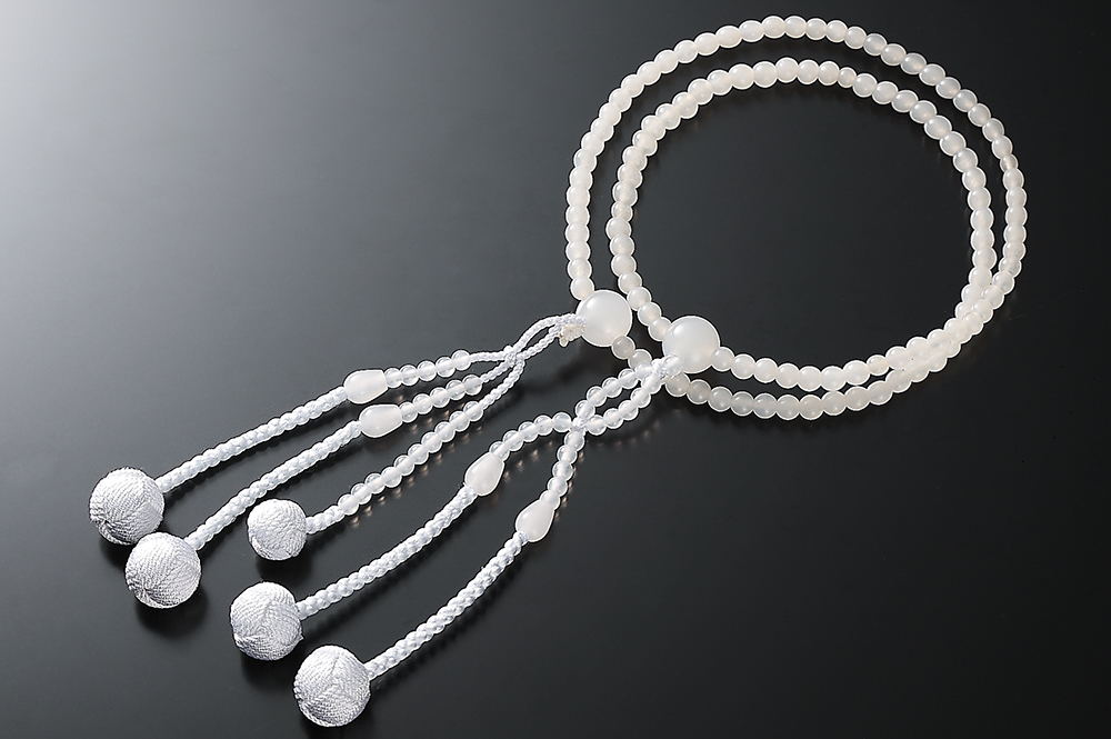 創価学会仏壇 SGI仏壇の金宝堂 高級天然石念珠【ホワイトオニキス】