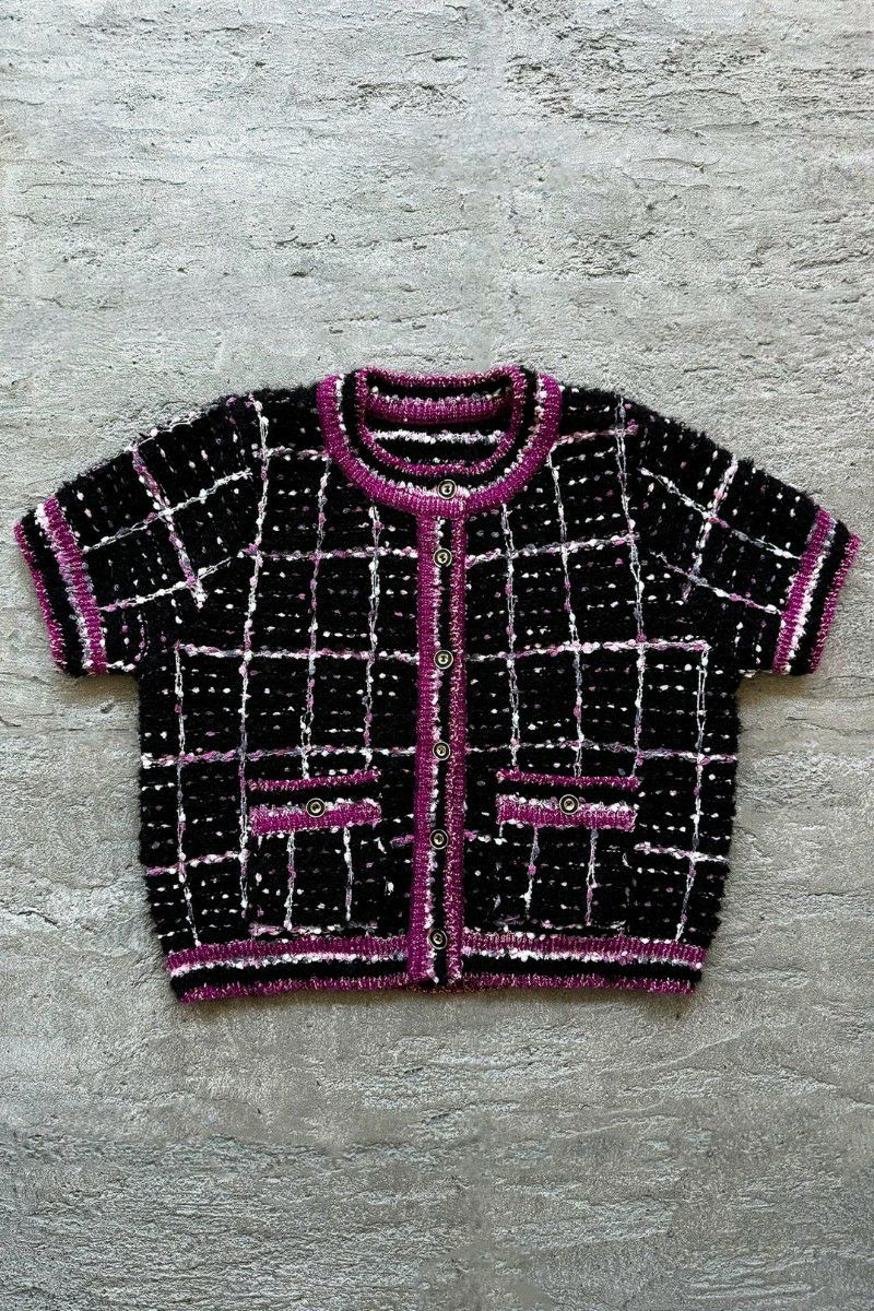 check tweed cardigan – shéller / シェリエ