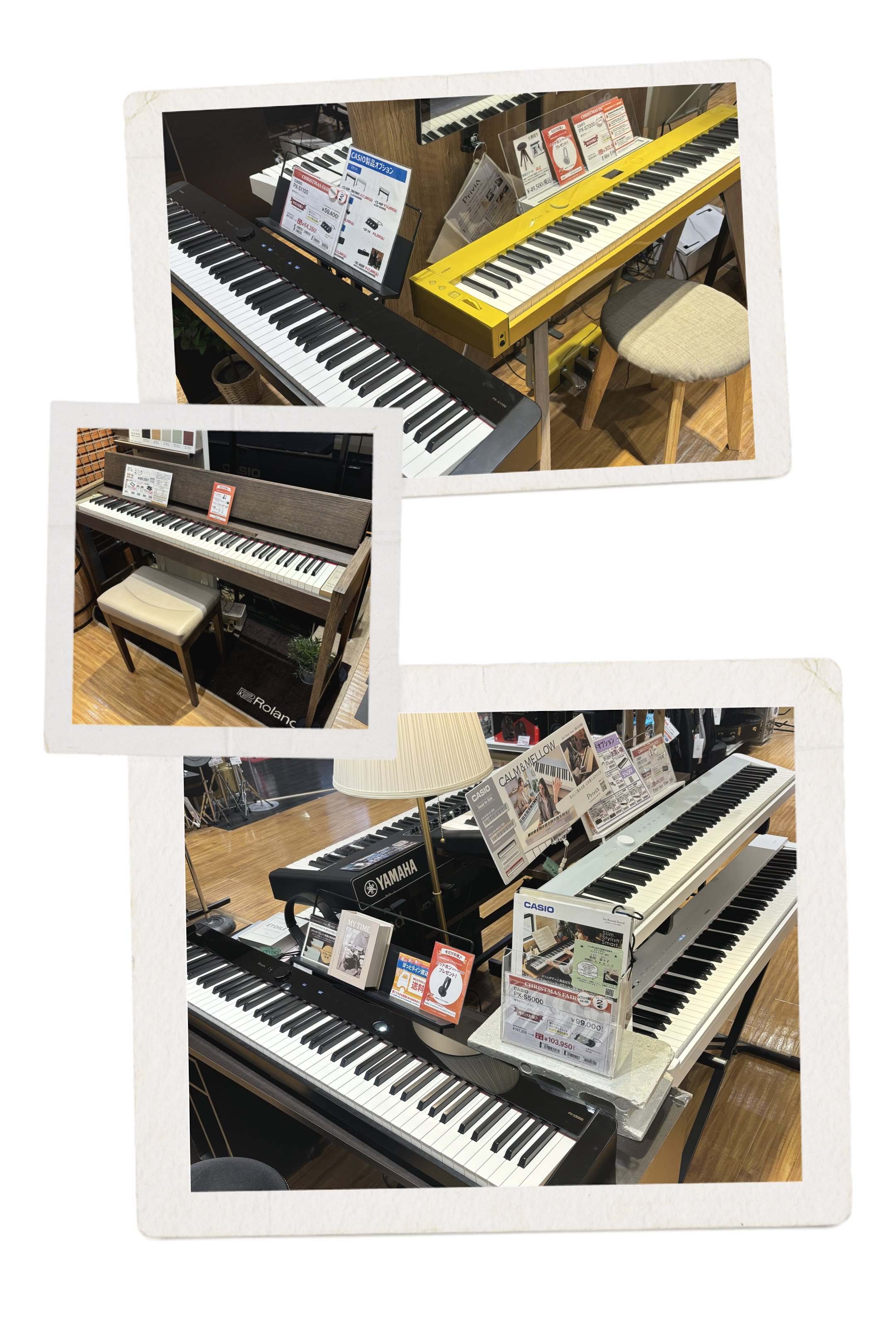 電子ピアノ】コンパクトに置けるスタイリッシュ型ピアノ、多数展示して
