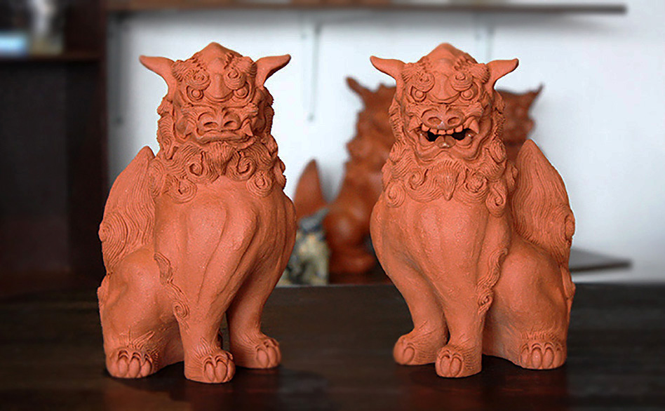 ペアシーサー（中） 作 池陶房