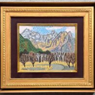 織田広喜 キャンバス「シャンゼリゼー風景 春」油彩、琴 3面、三味線 1