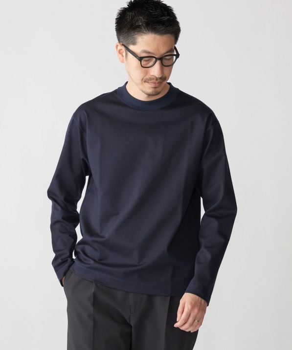 SHIPS: コットン ハイゲージ ポンチ ライト ロングスリーブ Tシャツ