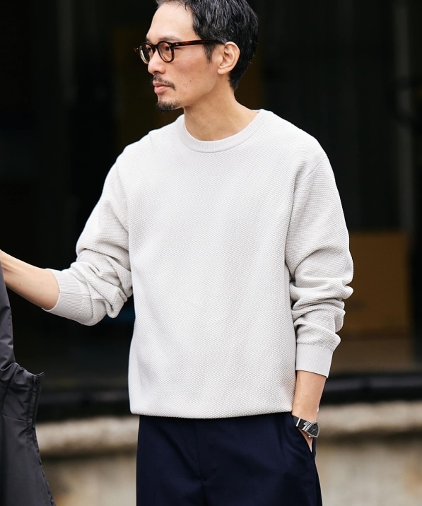 SHIPS:〈洗濯機可能〉SOLOTEX(R) コットン ピケ クルーネック ニット