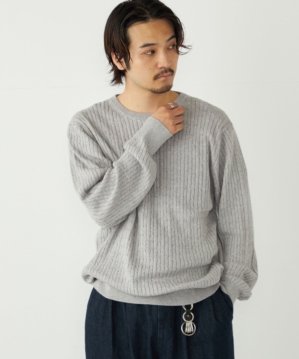 SHIPS Colors:〈洗濯機可能〉コットン カシミヤ ケーブル ニット