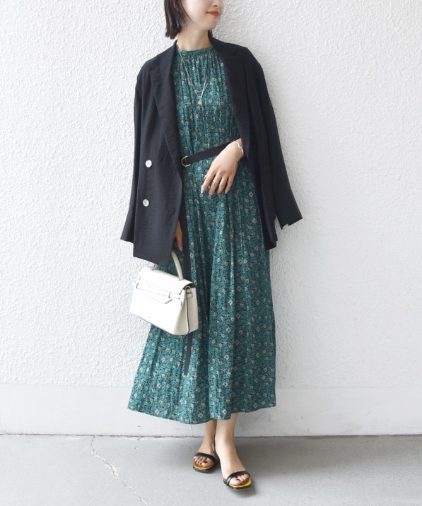 手洗い可能〉割繊 フラワー プリント ノースリーブ ワンピース｜ SHIPS