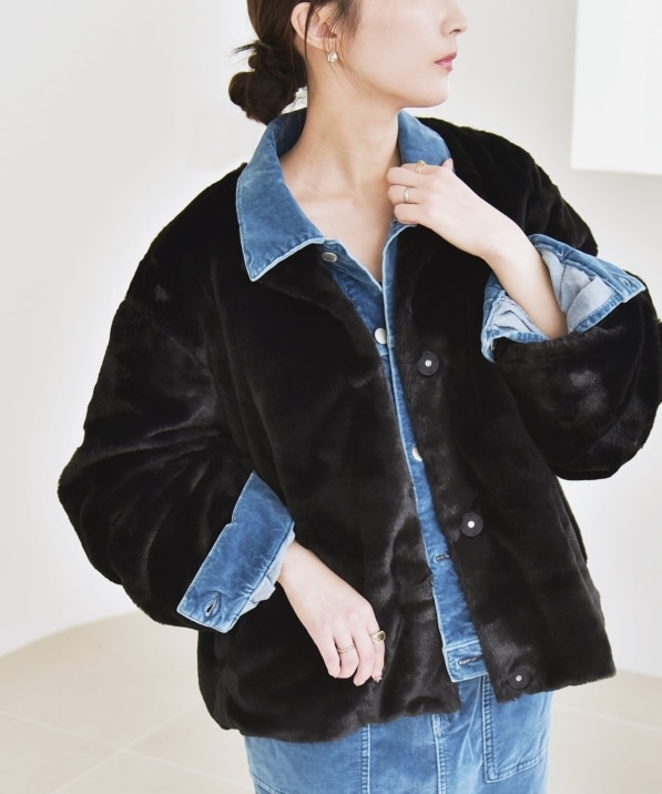 quaranciel: フェイクファー ノーカラー ショート ジャケット｜ SHIPS