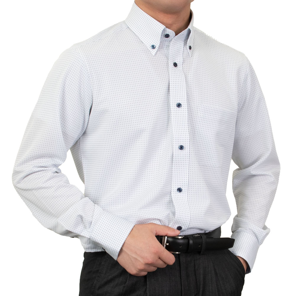 ニットシャツ(裄詰不可) ストライプ グレー ニット 吸水速乾 KAZAC