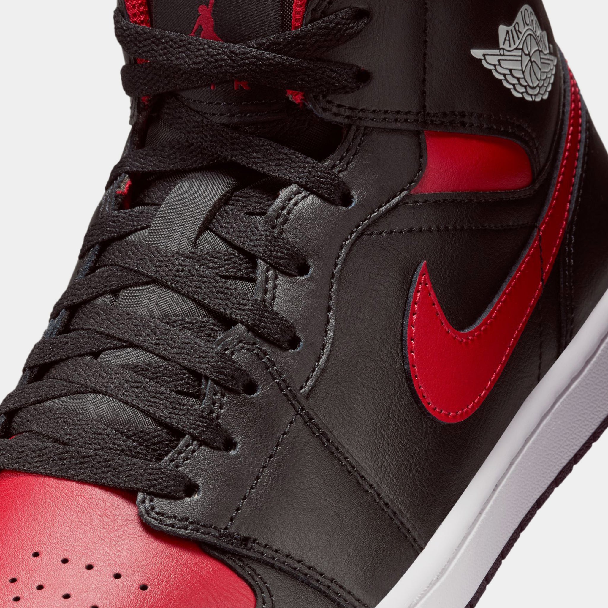 Jordan Air Jordan 1 Mid Bred Mens Basketball Shoes Black Varsity