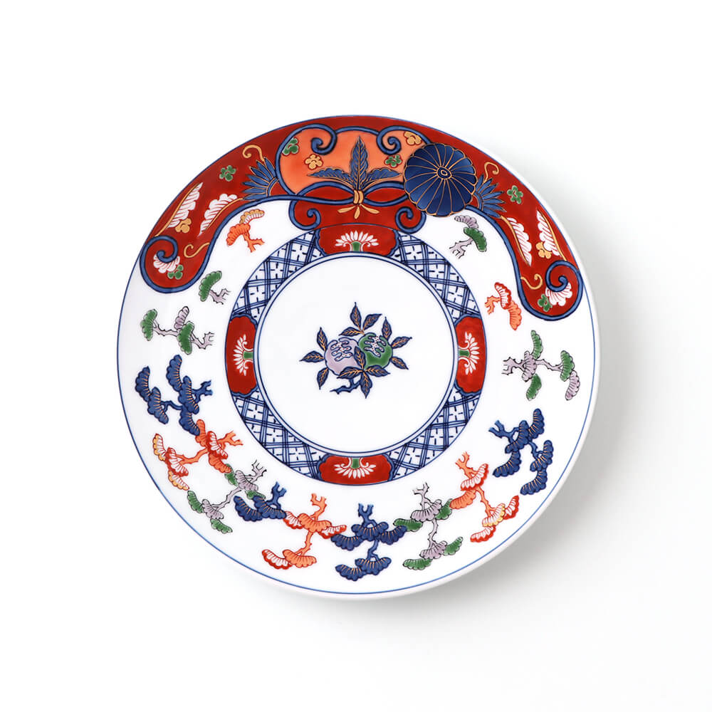 源右衛門】古伊万里の伝統 日本名窯 舘林源右衛門作 染錦古伊万里楼閣