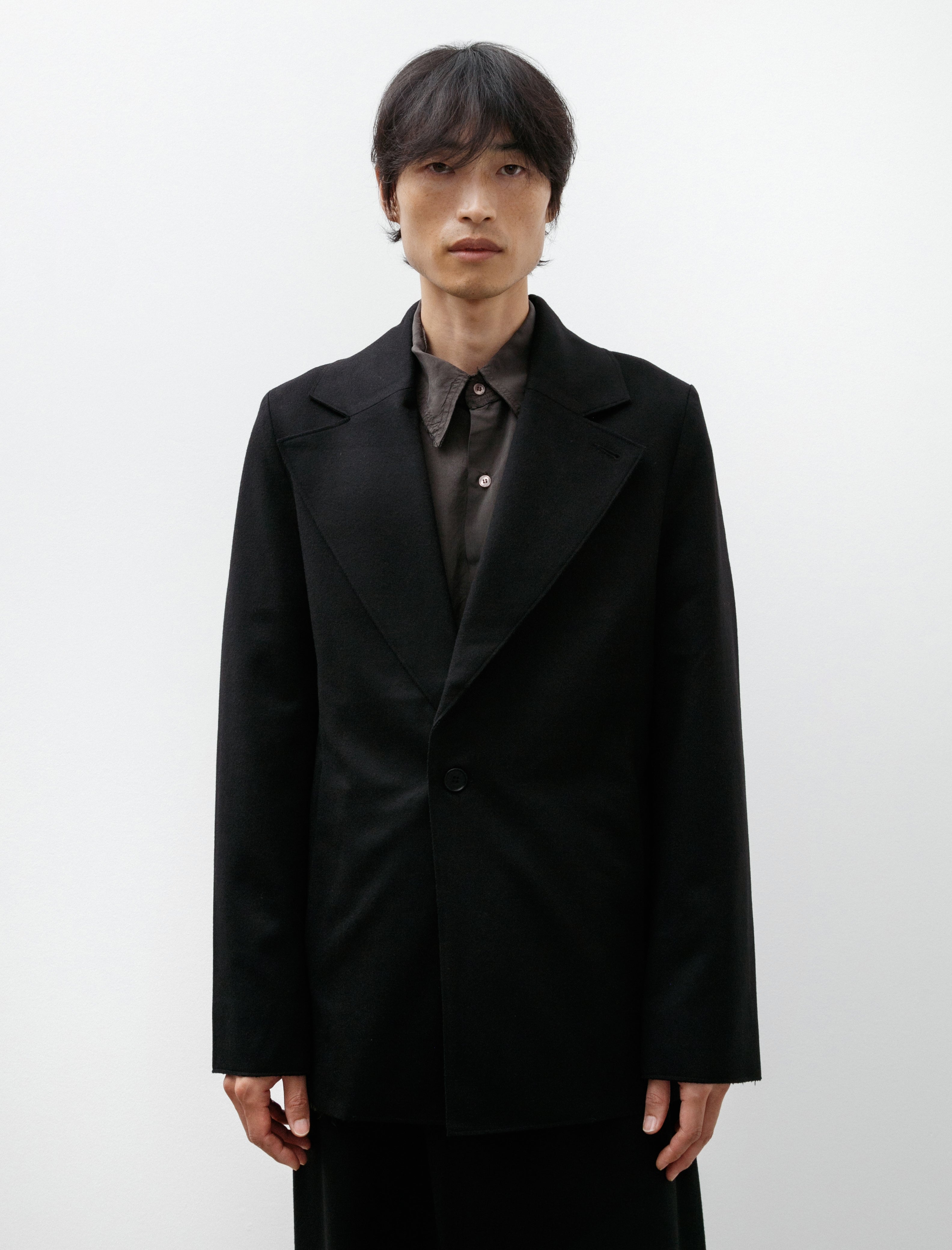 Gabriela Coll Garments No. 173 Heavy Wool Two Button Jacket Black