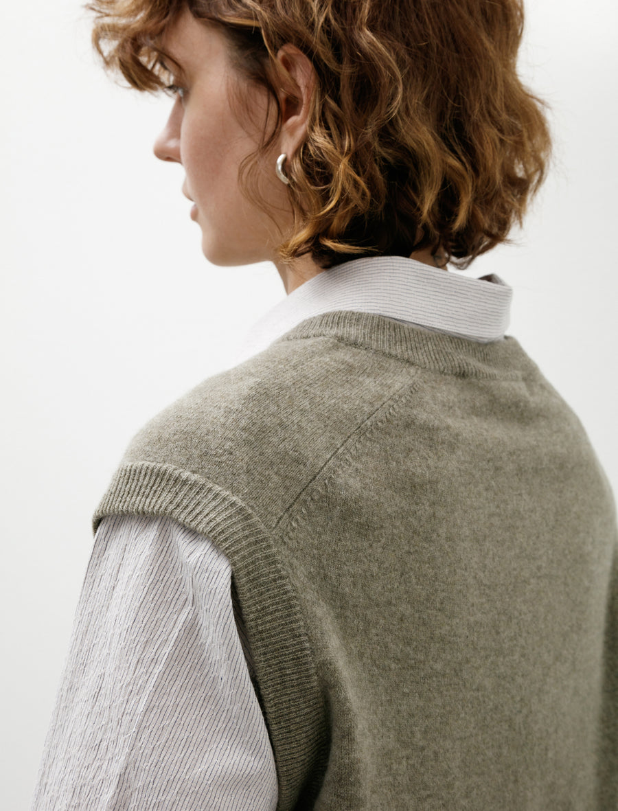 Cristaseya Oversized V Neck Flannel Gilet Light Khaki – Neighbour