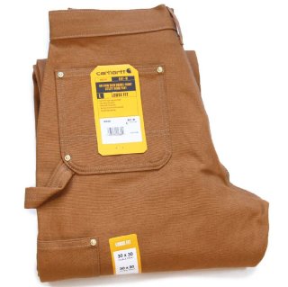 USA製 carharttカーハート ダブルニー ダック地 オーバーオール 茶 W44