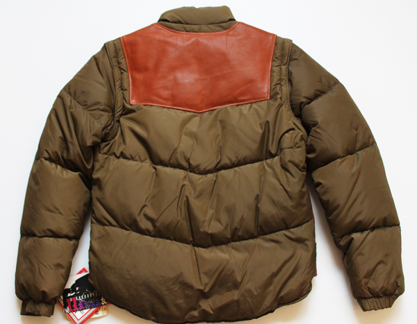 80s USA製 Schottショット 2WAY レザー切り替え ダウンジャケット 38