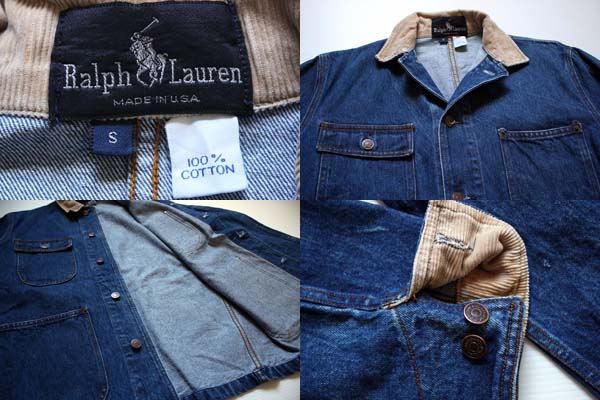 80s USA製 Ralph Laurenラルフローレン デニム カバーオール S