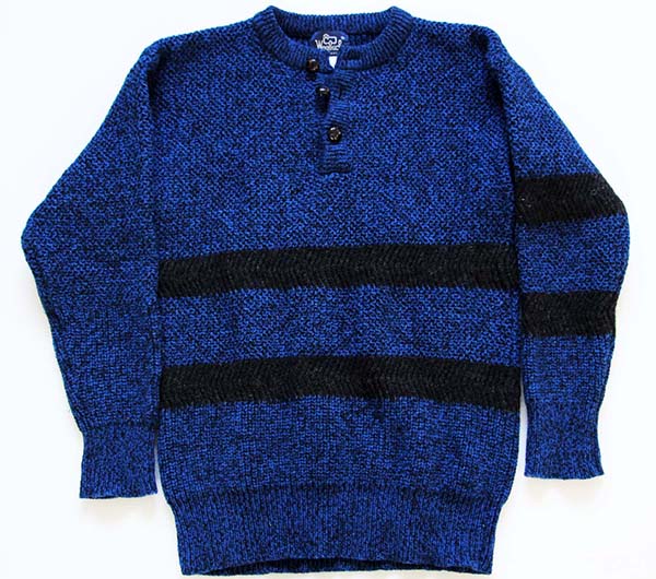 80s Woolrichウールリッチ ヘンリーネック ボーダー ウールニット