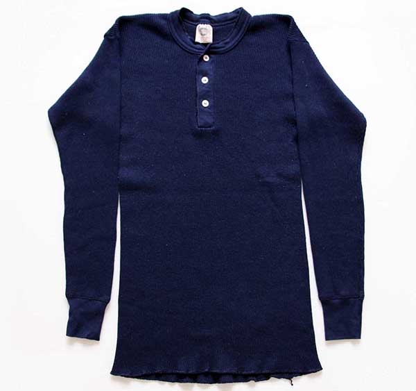 90s USA製 NORTHWEST TERRITORY ヘンリーネック サーマルシャツ 紺 XL