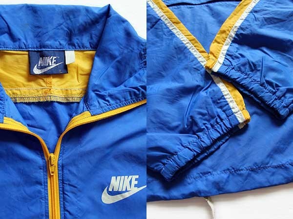 80s NIKEナイキ プルオーバー ナイロンジャケット 青×黄 L - Sixpacjoe