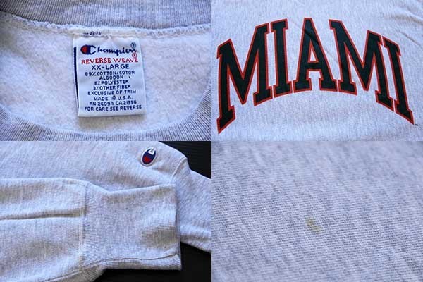 90s USA製 Championチャンピオン MIAMI リバースウィーブ スウェット