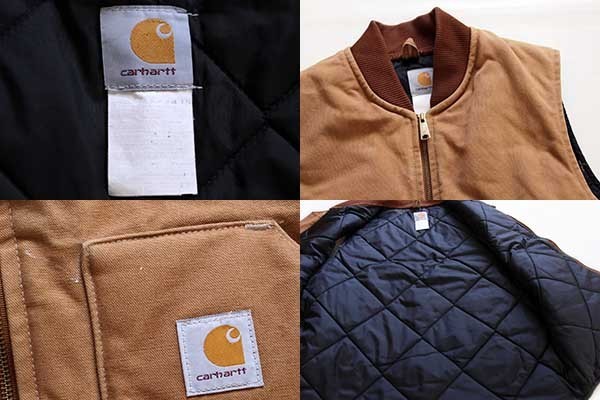 90s carharttカーハート キルティングライナー ダックベスト 茶 L
