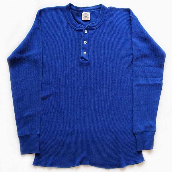 90s USA製 NORTHWEST TERRITORY ヘンリーネック サーマルシャツ 青 XL