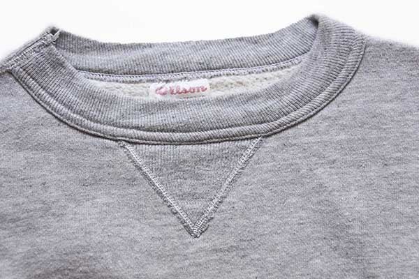 50s USA製 Wilsonウィルソン 無地 前V コットン スウェット 杢グレー L