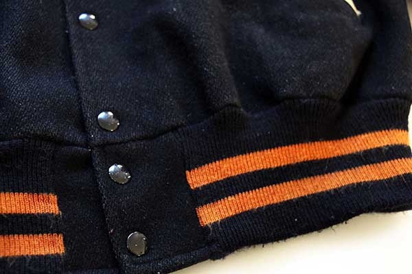 80s USA製 DeLONGデロング 刺繍&パッチ付き メルトン ウール 袖革