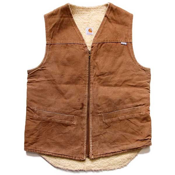 80s USA製 carharttカーハート ボアライナー ダックベスト 茶 MT