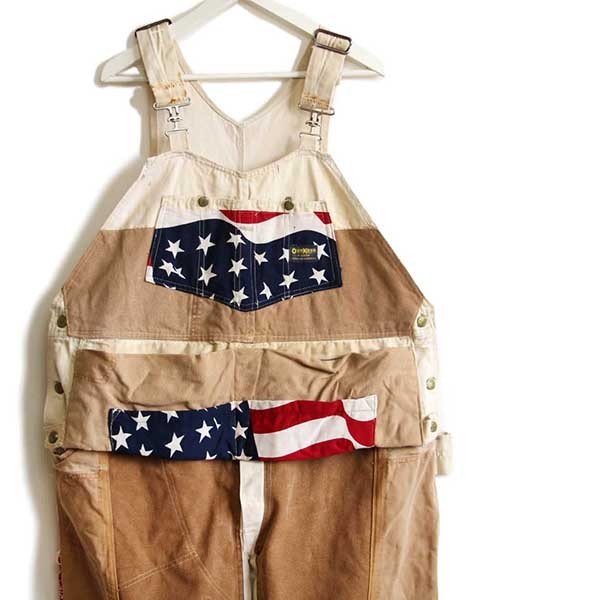 80s OSHKOSH B'GOSH エプロン付き ダック地 ダブルニー オーバーオール