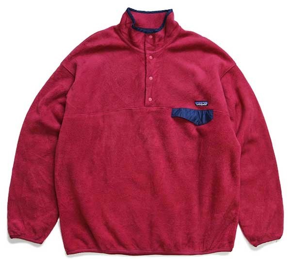 90s patagoniaパタゴニア フリース スナップT ワインレッド XL