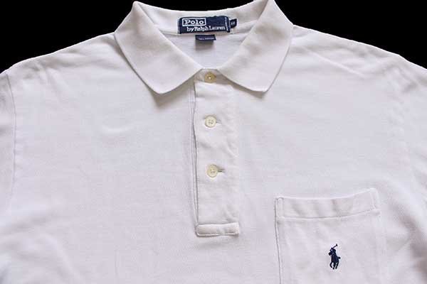 90s ポロ ラルフローレン ワンポイント ポケット付き コットン 鹿の子