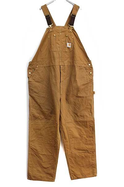 00s USA製 carharttカーハート ダック地 ダブルニー オーバーオール 茶