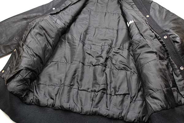 90s USA製 HOLLOWAY ロゴ刺繍 中綿入り メルトン ウール 袖革