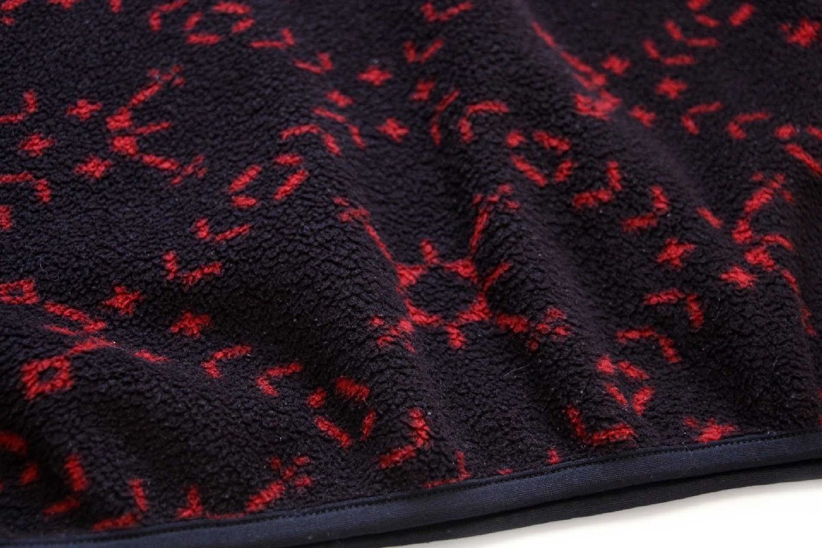 90s USA製 patagoniaパタゴニア スノー 総柄 フリース スナップT 黒×赤