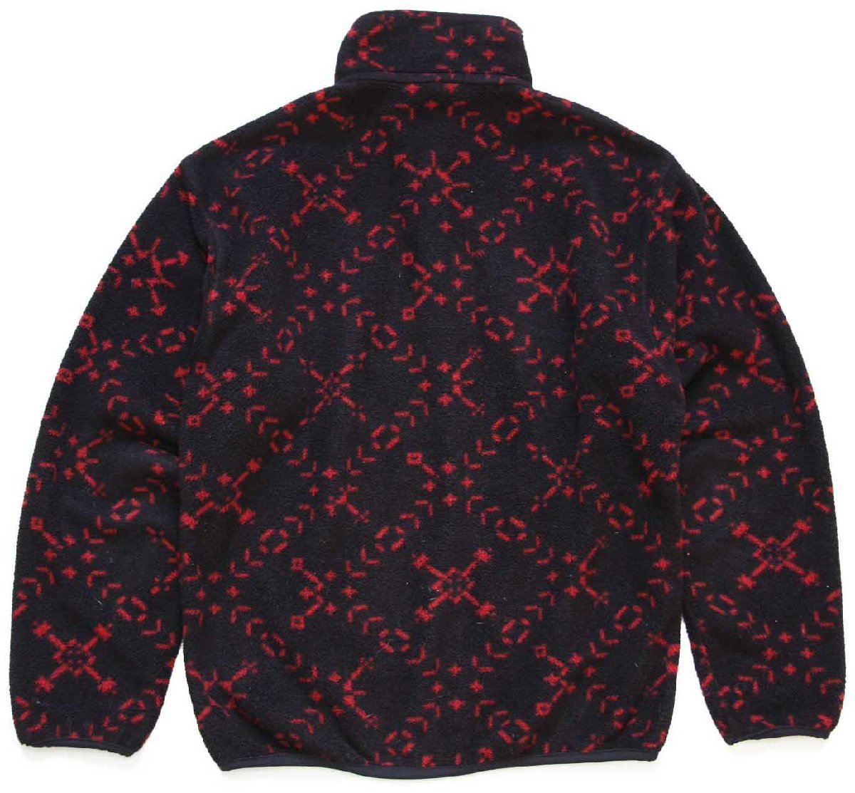 90s USA製 patagoniaパタゴニア スノー 総柄 フリース スナップT 黒×赤