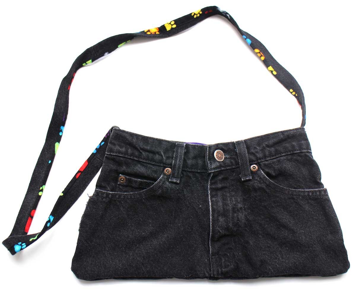 ハンドメイド リメイク SONOMA 足型 ポーチ付き ブラック デニム