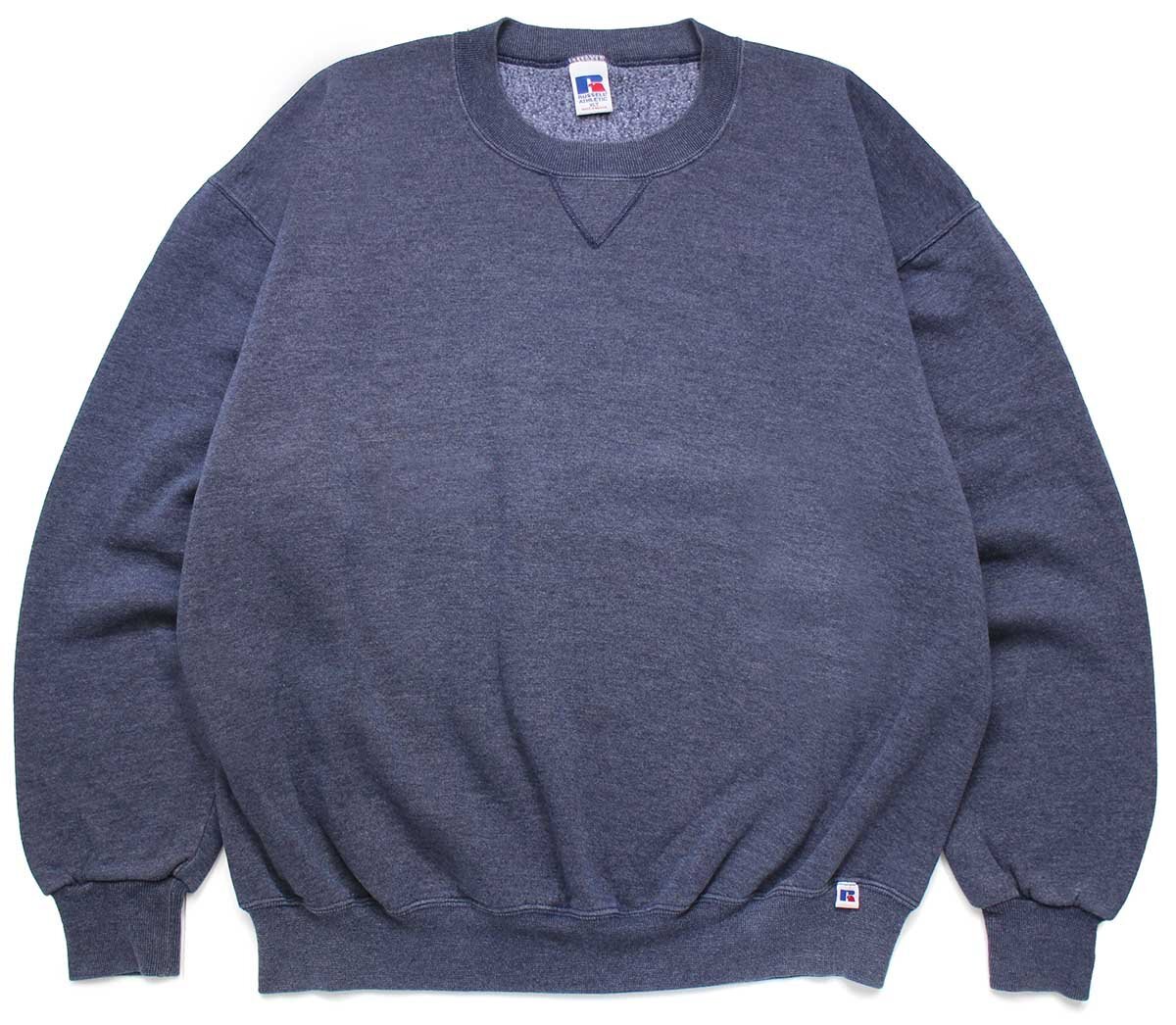 90s メキシコ製 RUSSELLラッセル 無地 前V スウェット ネイビーグレー