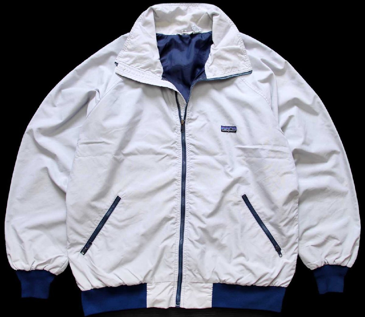 80s patagoniaパタゴニア ナイロンジャケット ライトグレー×紺 XL