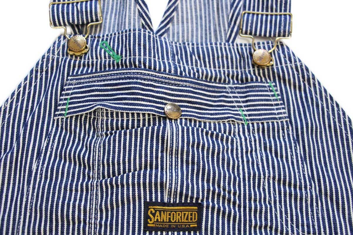 70s USA製 SANFORIZED ヒッコリー ストライプ オーバーオール w41