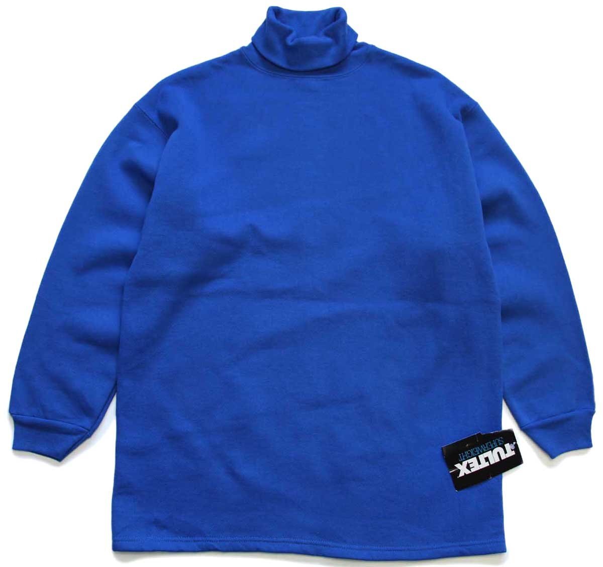 デッドストック☆90s USA製 TULTEX 無地 タートルネック スウェット 青
