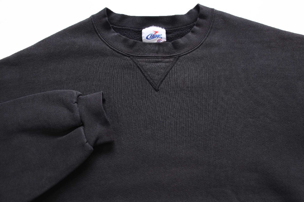 90s BIKE 無地 前V スウェット 黒 フェード XL☆ブランク - Sixpacjoe