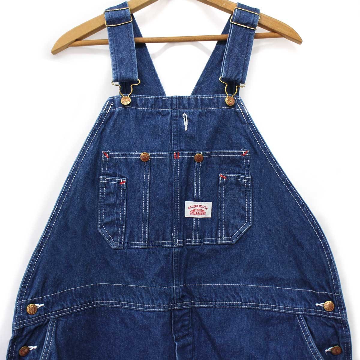 USA製 ROUND HOUSEラウンドハウス デニム オーバーオール W46☆特大