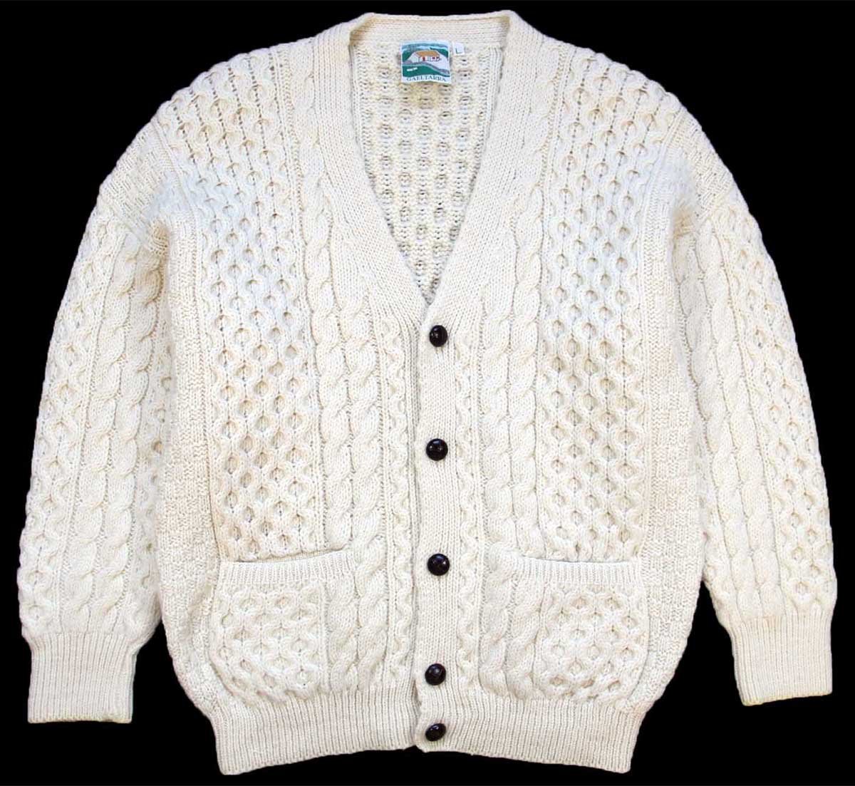 アイルランド製 GAELTARRA ケーブル編み ウールニット カーディガン