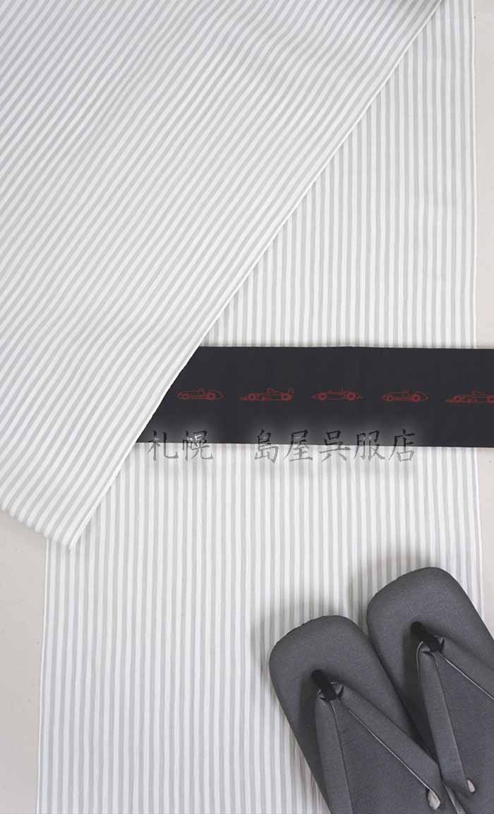 小千谷縮：竹麻ちぢみ・薄グレーストライプ