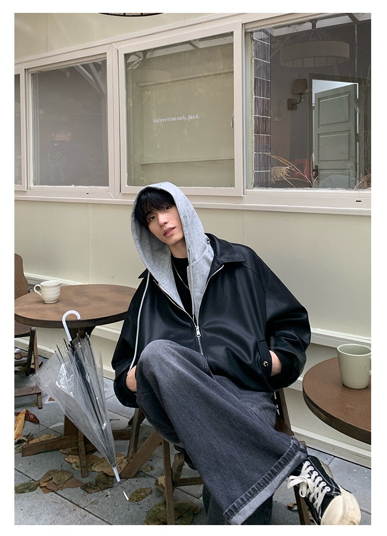 重ね着風レザージャケット – 韓国メンズファッション通販 - ORUN -