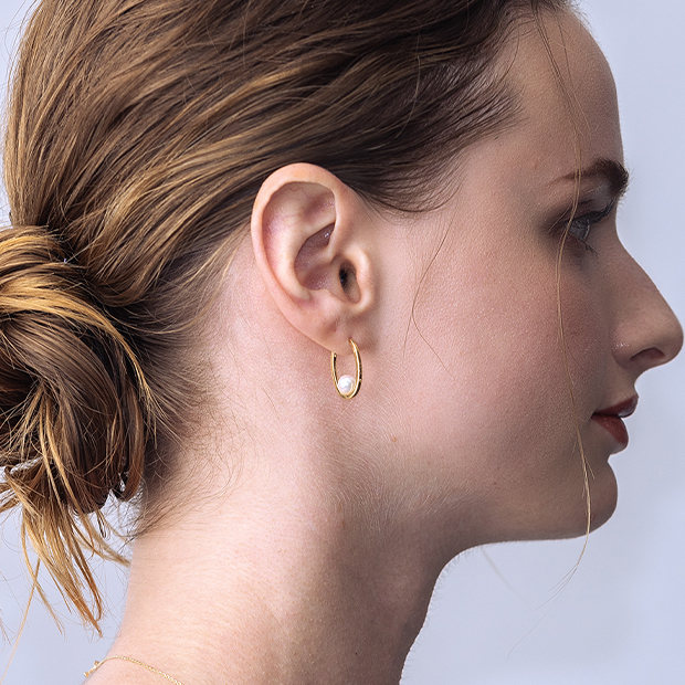 CLICK HOOP PEARL PIERCED EARRING(L/片耳用)(2ZP1647)K18 ピアス