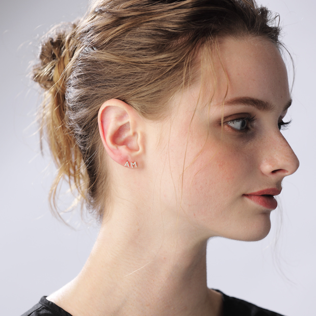 DIAMOND INITIAL PIERCE (A)(片耳用)(2ZP1598)K18 ピアス｜スター