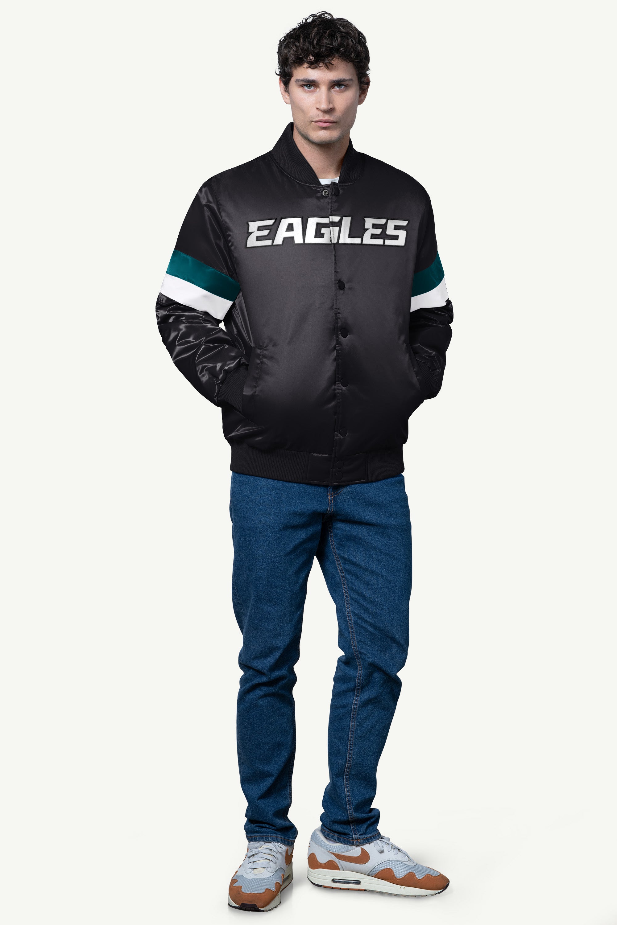 Mens Philadelphia Eagles Satin Varsity Jacket | NFL | Starter