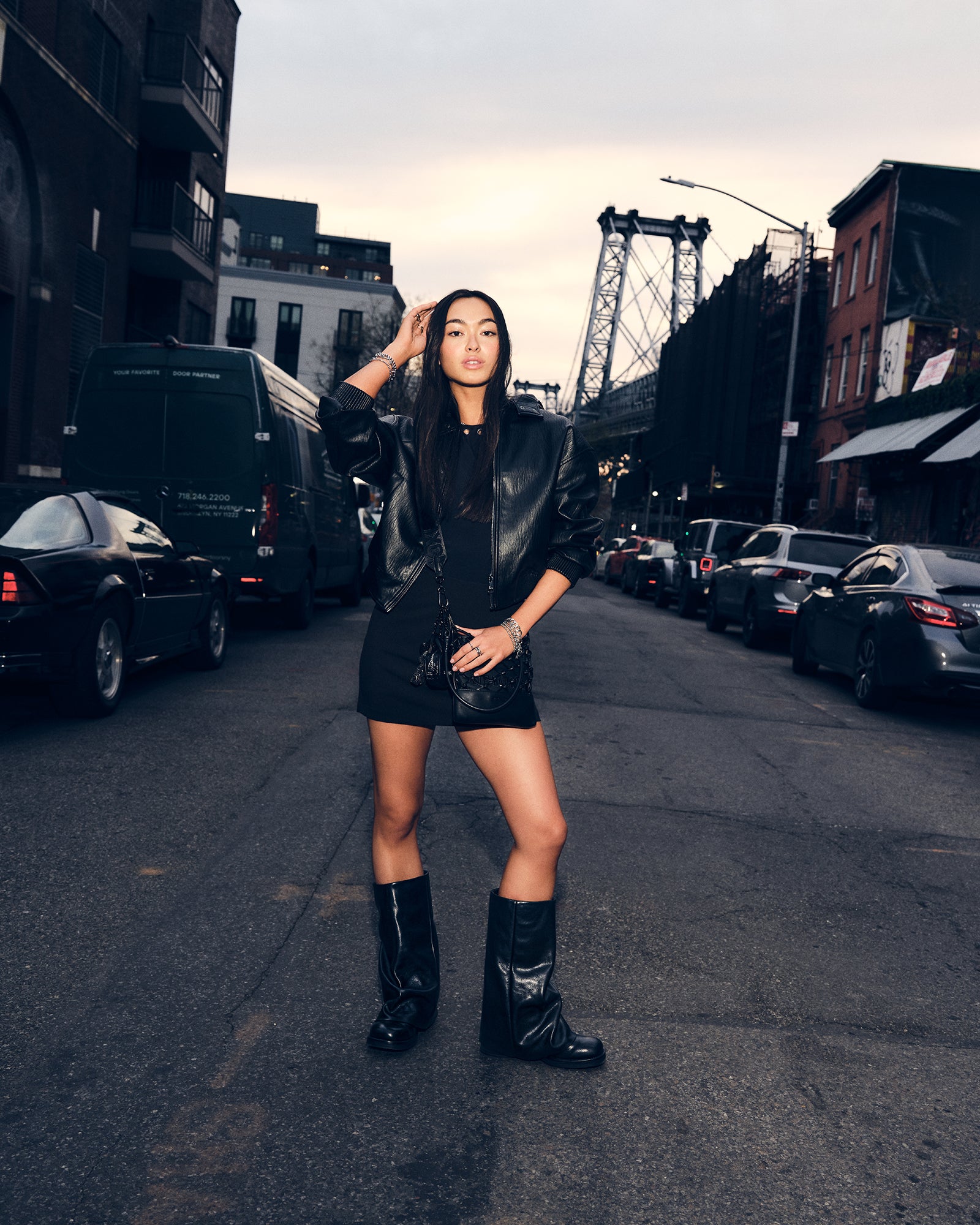 BENTON Black Leather Women's Cuffed Moto Boot – Steve Madden