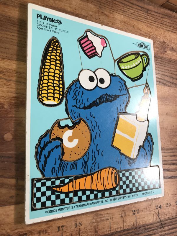 Playskool Sesame Street “Cookie Monster” Wooden Puzzle クッキー