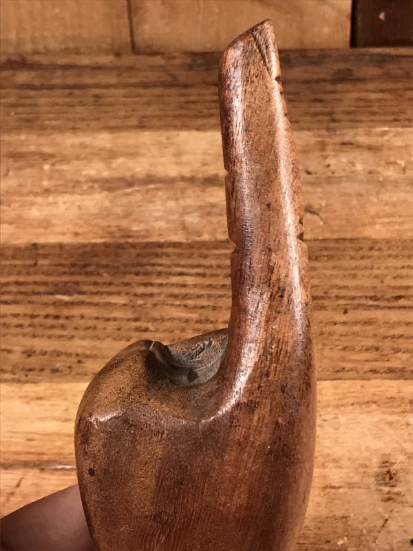 Wooden Peace Sign Figurine ピースサイン ビンテージ 置物 木彫り 70